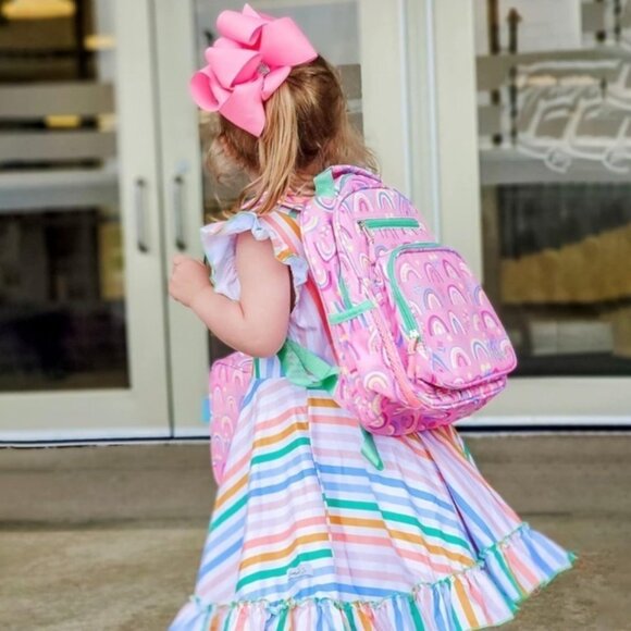 Milasies‎ Toddler Rainbow Print Backpack Pink Multicolor Rainbows Adjustable - Picture 4 of 9